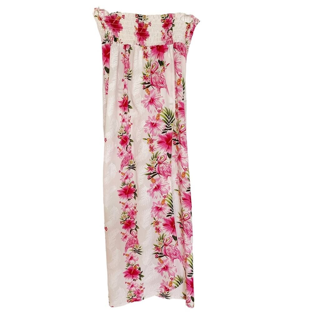 Hawaii Hangover Lady High Slit Hibiscus Pink Floral Wide Leg Pants L/XL - Picture 4 of 10